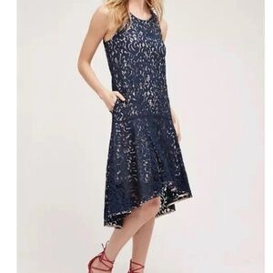 Maeve Midnight Blue Lace High-Low Dress